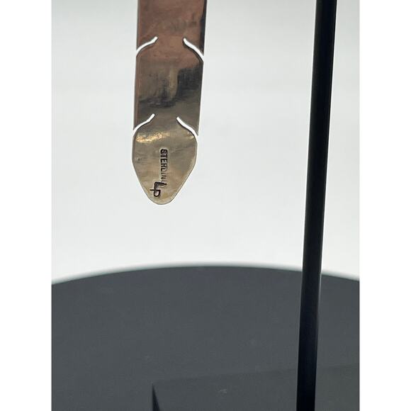 LP Signed Native American Navajo 925 Sterling Silver Feather Dangle Earrings - Picture 9 of 9